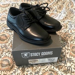 Black leather toddler dress shoe - 10